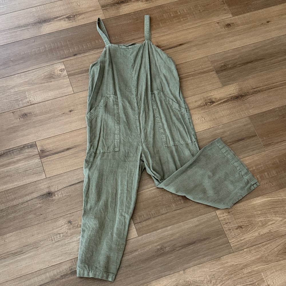 Universal Thread Olive Green Linen-Blend Relaxed Jumpsuit